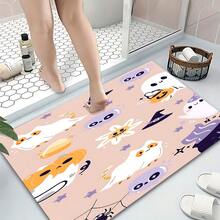 1pc Home Decor, Vintage Bohemian Patterned Silica Gel Carpet With Ghostly Cat Print, Easy To Clean 3D Printed Rectangle Rug, Suitable For Entryway, Living Room, Kitchen, Bedroom, Hallway, Bathroom, Laundry Room - Polyester Carpet For Indoor And Outdoor Home Decor