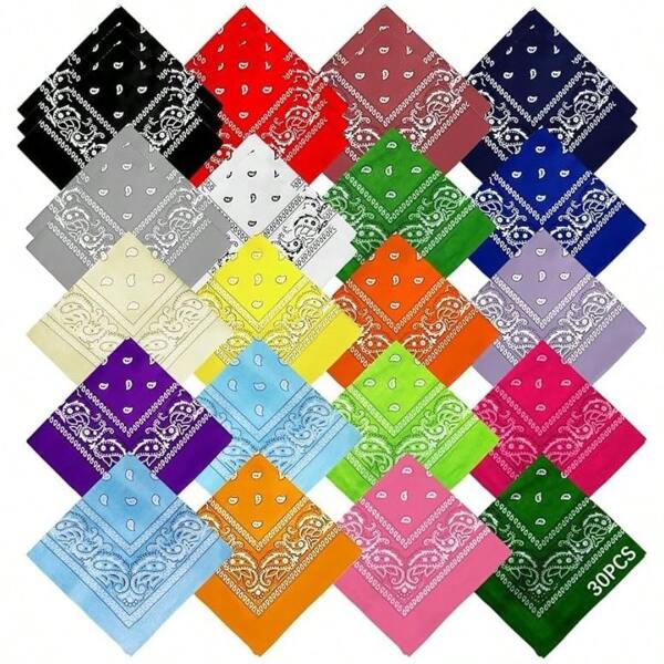 AURUZA 1244pcs Bandanas For Men Women Paisley Large Bandana Black Red White Head Wrap Headbands Cowboy Handkerchiefqweq