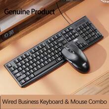 AOC KM151 Keyboard And Mouse Office Set Wired Light Sound Design Keyboard Mechanical Feel Keys Mouse Precise Tracking USB Plug And Play Black - Black - View 1