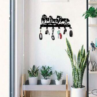 1pc, 10.6inch X 5.12inch Metal And Iron Wall Mounted Horse Shaped Home Key Hook Wall Key Holder - Decoration Welcome Home Design Style - Perfect Farmhouse Wall Decoration Crafts And Home Decoration, Christmas Gift