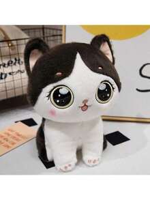 1 pieza Muñeco de peluche suave y esponjoso de gato de dibujos animados, compañero de sueño para niños, decoración acogedora para la habitación, regalo ideal para amigos y familiares en feriados y cumpleaños