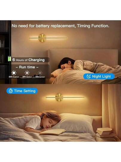Nordic LED Wand Lamp Home Fixtures Remote Control Charging Bedside Minimalist Rechargeable Three s(Battery Capacity Claimed: 4000mAh) Of Verlichting Aluminium ation No Wiring Required Easy To Adjust Drilling Installation Living Room Kitchen Isl Bedroom view 9
