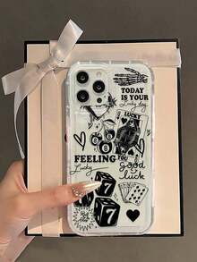 Dices & Pokers Cherries Slogan Pattern Silicone Phone Case 360 Degree Full Protection Compatible With Apple 16/11/12/13/14/15/15pro/15 Plus/15 Promax/7plus/8plus/X/Xs Max/Xr/11pro/12pro/13pro/14pro/12mini/13mini/11promax/12promax/13promax/14promax/14plus/6/6s/6plus/7/8/16Pro/16plus/16promax/Se & Galaxy A54/A14/A12/A13/A15/A32/A33/A24/A52S/S20/S21/S22/S23/S24/S23Plus/S24ultra Waterproof Shockproof Anti-Fall Scratch Resistant - 款式1(1pc) - 查看 2