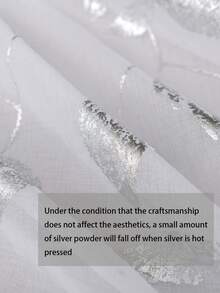 1pc Linen Sheer Curtain With Metallic Foil Leaf Print, Translucent For Bedroom And Living Room - White - View 5