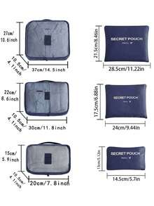 1/6pcs Travel Organizer Set - Multi-Functional Luggage Packing Cubes, Foldable Clothes Storage Bags, Cosmetic Bag, Bathroom Organizer, Summer Travel Essentials, Makeup Brush Holder, Garment & Shoe Organizers, Large Capacity Packing Bags, Compression Sacks, Bridesmaid Gifts, Mother's Day Gifts, Birthday Gifts, Gifts For Friends And Teachers, Home Decor, Bathroom, Living Room, Bedroom Organizers, Jewelry And Nail Polish Storage - Navy Blue - View 9