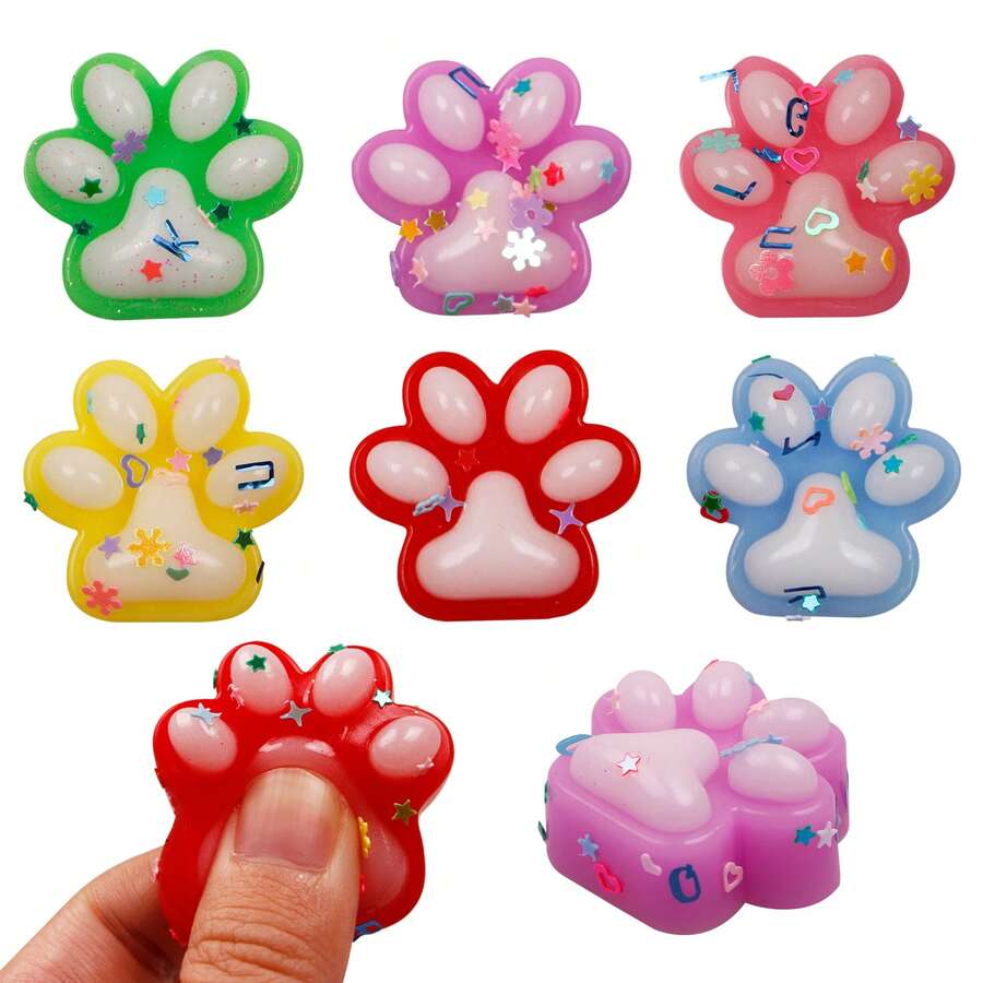 6 piezas de mini squishies, juguetes apretables con diseño de gato como recuerdos de fiesta para niños. Juguetes apretables tipo mochi con diseño de patas de gato, kawaii, para aliviar el estrés y la ansiedad para niños y adultos, relleno de piñatas y bolsas de regalo para niños pequeños.