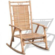 vidaXL Rocking Chair Natural Bamboo Bamboo 26 X 33.9 X 41.3 In Rocking Chair Rectangular Farmhouse Bamboo Rocking Chair Patio Chairs Gliders Porch Rocking Chairs - Brown - View 6