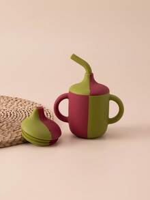 1PC Baby Personalized Customization Name And Pattern Silicone Cups Baby Tableware Plain Water Bottle Kids Custom Sippy Cup With Double Lids - Multicolor - View 22