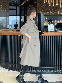 New Trench Coat Outerwear Autumn Jacket Long Coat Women's Tops Large Size Autumn Trench Coat Korean Fashion - 灰 - 查看 7