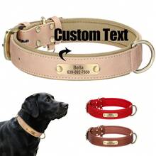 Solid Color Leather Anti-Rust Soft Dog Engraved Collar, Laser Engraved Custom Pet Collar, Anti-Lost Adjustable ID Tag Collar For Small/Medium/Large Dogs