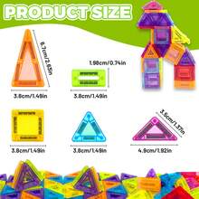 Bloques de construcción magnéticos de tamaño mini, juego de construcción magnética de 60/100/130 piezas, bloques magnéticos, juguetes de apilamiento 3D STEM, juguetes con imanes y juguetes de construcción con imanes para niños y niñas de 3+ años - Multicolor - Ver 3