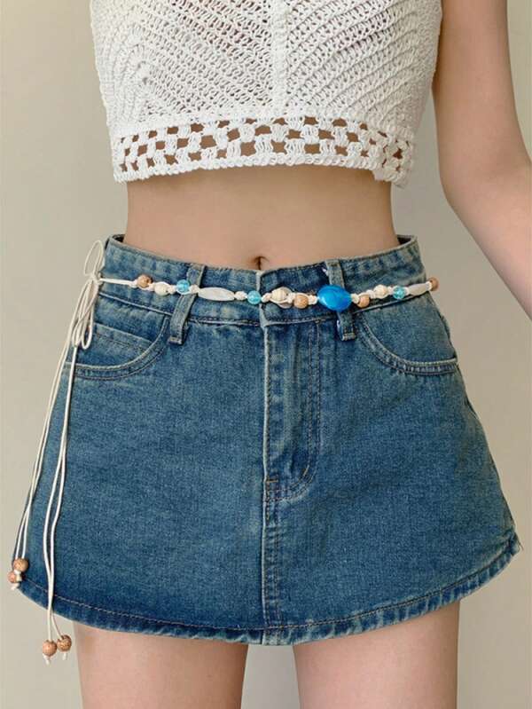 1pc Vintage Handmade Woven Belt, Versatile Bohemian Waist Chain Dress Accessory, Suitable For Summer & Autumn