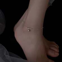 S925 Sterling Silver Round Bell Bell Anklet For Women Simple Light Luxury Versatile Foot Chain Niche Design High-End Foot Jewelry Japanese Korean Style French Elegant Student Elegant Daily Commuting Classic Fashionable Fresh And Beautiful