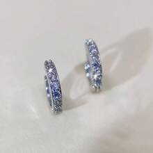 1 para kolczyków-kółek ze srebra próby 925 z cyrkoniami, klips do ucha, modny wisiorek dla kobiet, prezent świąteczny, biżuteria i akcesoria