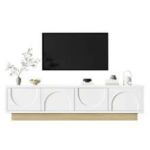 Television Stands & Entertainment Centers - White + Wood + MDF + Particle Board - View 2