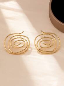 一对不对称空心几何耳钉