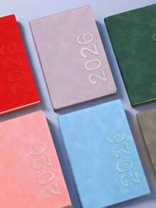 1 PC 2026 PU Dotted Daily Planner – One Page Per Day With Color-Coded Monthly Tabs, Includes Study/Work Templates, Address Book & Yearly Calendar. Minimalist Productivity Notebook For Time Management & Goal Tracking.