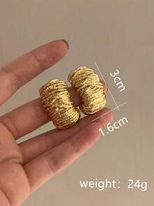 1 Cặp bông tai đinh tán hình học kim loại dành cho nữ, trang sức to bản cho tiệc tùng và du lịch - Hoa tai - Xem 10