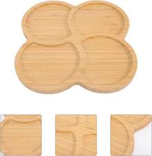Bandeja de bambú para aperitivos de 1 pieza, bandeja para servir aperitivos, plato para aperitivos, ideal para pasteles, frutas, nueces y dulces. - 19,5 x 19,5 cm - Ver 7