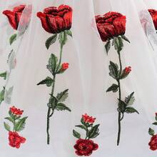 قماش تول مطرز بالزهور بالياردة، قابل للغسل باليد فقط، نمط الوردة، قماش مناسب لصنع فساتين الزفاف والملابس والتنانير والديكور - متعدد الألوان - مشاهدة 8