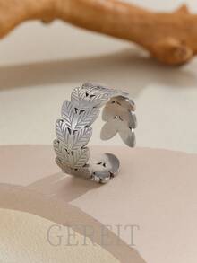 1枚简约不锈钢花朵开口戒指，适合女性日常、节日、派对佩戴，也可作为母亲节礼物 - 花朵 - 查看 22