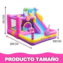 Castillo hinchable grande, equipamiento para parques infantiles aéreos, piscina grande, equipamiento para parques infantiles grandes, toboganes, toboganes acuáticos, piscina de bolas, estructura para saltar, equipamiento para parques infantiles aéreos grandes, color rosa, toboganes, soplador. - Rosa Pálido - Ver 2