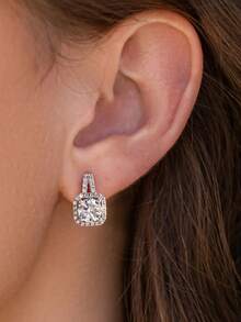 1 对圆形耳环 1.0 克拉莫桑石钻石耳环 S925 纯银婚礼耳环订婚耳钉奢华珠宝礼物女孩女士周年纪念 - 圓形莫桑耳扣 - 查看 3