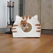 Pet House For Cats And Small Dogs – 100% Cotton Soft Bed – 44x50x34 Cm – Breathable, Comfortable, Made In Turkey - White - View 6