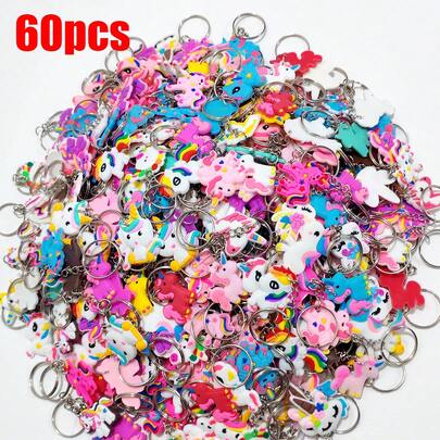 20/30/40/50/60pcs Random Assorted Unicorn Keychains & Cute Animal Keyrings, Suitable For Classroom Prizes, Student Rewards, Back To School S, Multi-Color Halloween Accessories Teachers Day Christmas Gift Ideas Bag Charms Car Friend Sister