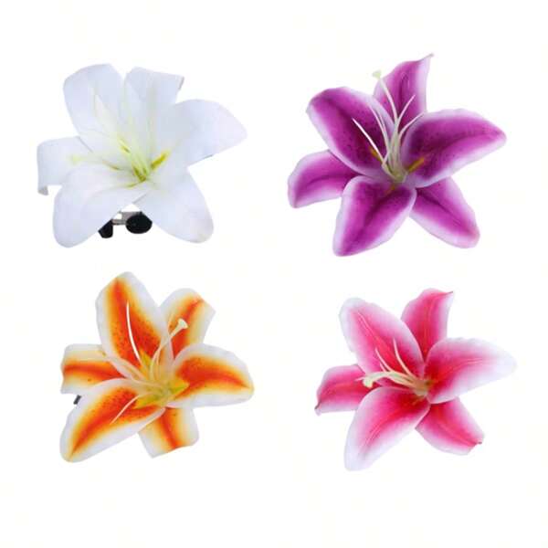 1pc Simulated Lily Flower Hairpin Travel Vacation Super Fairy Hairpin Atmosphere Photo Three-Dimensional Flower Hairpin Girl