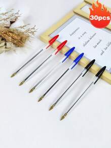 12 قلم كريستال أزرق وأحمر وأسود، أقلام جاف بأنصاف قلم رصاص (1.0مم)، لوازم مدرسية، لوازم مكتبية جذابة للغاية، كتابة سلسة، أقلام مكتبية، لوازم مكتبية للمدرسة والفندق