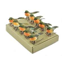 12 Stück Mini süße Rotkehlchen Weihnachtsbaumschmuck, künstliche Federn, orange, Weihnachtsbaumdekoration, Gartendekoration, Outdoor Heim Party Neujahr Dekoration, 5,0 cm x 4,0 cm x 2,0 cm - Verschiedenfarbig - Übersicht 6