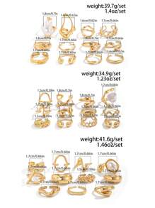 11 件/套时尚金属几何镂空液体抽象水滴设计开口戒指，复古波西米亚巴洛克风格仿珍珠装饰戒指套装，女士时尚首饰套装，适合日常装扮、海滩度假和派对配饰 - 金黃色 - 查看 11