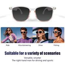 Smart Wireless Glasses, Outdoor Music And Calls, Light To Wear, Remote Control Photography, Built-In Microphone And Speaker, Noise Reduction Function, Touch Operation, Dual Magnetic Charging, Stylish Design, Suitable For Office, Driving And Outdoor Activities - White - View 9