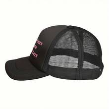 Spitters Are Quitters Funny Trucker Hat - Breathable Mesh Back, Adjustable Snap Closure, Black With Pink Lettering, Unisex Humorous Design Easter Or Casual - Black - View 4