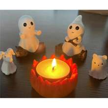 1 件幽灵篝火主题套装（不含蜡烛）万圣节装饰树脂挂件，营造梦幻氛围，适用于家居装饰、房间装饰、秋季装饰、客厅、台面柜、户外花园、节日场景布置、氛围照片道具，万圣节和周年纪念的独特礼物 - 彩色 - 查看 8