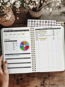 Sổ tay lập kế hoạch ngân sách hàng tháng, 112 trang, thiết kế đơn giản dành cho người bị ADHD, có chức năng theo dõi tiết kiệm và nợ, biểu đồ chi tiêu và các ngăn trong suốt, giúp tiết kiệm dễ dàng, đồ dùng văn phòng phẩm và học tập, quà tặng văn phòng phẩm cho nam và nữ. - màu xanh lá - Xem 4