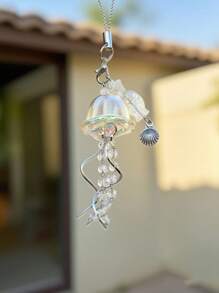 1pc Jellyfish Transparent Metal Arc Romantic Phone Chain Keychain, Suitable For Earphone Case, Phone Pendant, Phone Case Accessories, Gift For Friends