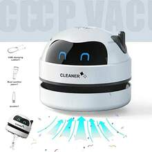 Mini aspirapolvere da scrivania, a forma di robot, strumento di pulizia portatile da scrivania, adatto per scrivanie, ricaricabile USB, a singola velocità, per detriti, briciole di gomma, adatto per casa, ufficio, cucina, tastiera del pianoforte, adatto come regalo per il ritorno a scuola, regalo di Ognissanti, regalo di Natale - Multicolore - Visualizzare 15