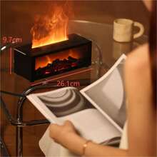 Fireplace Aroma Diffuser, Household Essential Oil Air Purifier, Cold Mist Humidifier, USB Flame Aroma Diffuser,Black / White - 黑色 - 查看 4