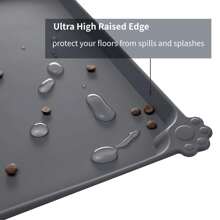 Amu Waterproof Pet Feeding Mat With High Raised Edges, Heavier And Thicker Placemats For Cat Dog Water Bowl With , Dogs Cats Food Mats For Messy Drinkers To Prevent Spill And Protect Floors