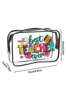 Transparent Women's Cosmetic Bag, Waterproof PVC Toiletry Bag, Portable Lightweight Clear Visible Easy To Clean Design, Beach Travel Charger Organizer Bag, Zipper Closure, Women's Summer Travel Holiday, Teacher's Day Gift, Back To School Essentialtravel Essentials Bag For School For Vacation Supplies Makeup Bag Travel Bag For Women