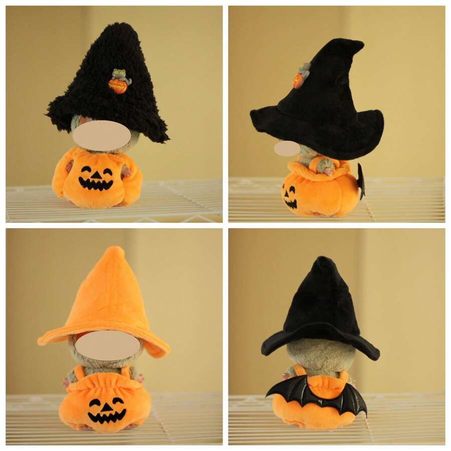 1 件南瓜服装，适合拉布布戴南瓜帽、南瓜裤、魔鬼南瓜服装，适合万圣节角色扮演和展示 - 彩色 - 查看 1