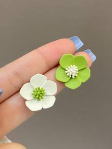 1 Pair Fashionable Sweet Candy-Color Floral Stud Earrings, Elegant & Fresh Design Suitable For Women, Dates, Vacations, Jewelry - Multicolor - View 5