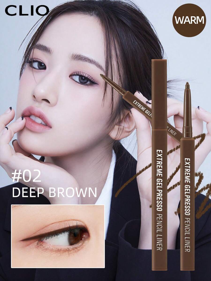 Clio K-Beauty 極致凝膠眼線筆 3mm 凝膠/果凍眼線筆 高顯色 高發色 滑順上妝 長效持妝 霧面 防水 防汗 適合日常妝容 韓系妝容風格 - 02 DEEP BROWN - 查看 1
