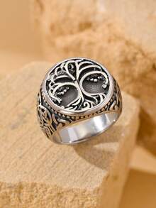 1 chiếc nhẫn nam bằng thép không gỉ kiểu punk thiết kế hình cây sự sống, trang sức thời trang thích hợp cho các bữa tiệc. - nhẫn - Xem 3