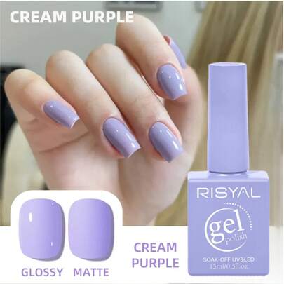 RISYAL Botella de esmalte de uñas RISYAL 159 - Nuevo gel de uñas de color púrpura cremoso y púrpura claro de alta saturación, color de otoño/invierno, de larga duración y resistente, no dañino para las uñas, diseño artístico, gel DIY para salón de uñas
