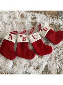 2 PCS Knit Monogram Stockings, Stockings Small Xmas English Letters Hanging Stockings Socks Double Sided Fireplace Hanging Stockings For Party Decoration New Year Party Gift Favors Supplies,Personalized Initial Stocking, Family Holiday Xmas Party Decor Birthday,Christmas, Decor 2025 Home Decor Christmas Decorations Room Decor Winter