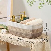 YFHL2 Small Storage Baskets For Organizing Closet Organizer Bins Shelf Toy Basket Woven Rope Baskets Cube Decorative Box Shallow Basket 13x8.5x5.1 3 Packs Gradient Brown - GradientBrown - View 3