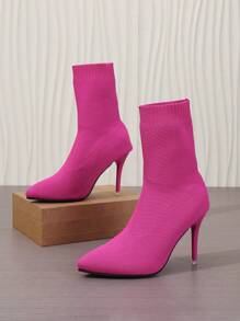 Women's Fashion Pointed Toe Stiletto Elastic Ankle Boots, Short Boots, & Versatile For Autumn/Winter, Suitable For Holidays And Cosplay